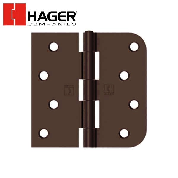 Hager - RC1847 - 5-Knuckle - Square by Round Corner 5/8" Radius - Plain Bearing with Fasteners - Rivet Pin - 4" x 4" - Optional Finish