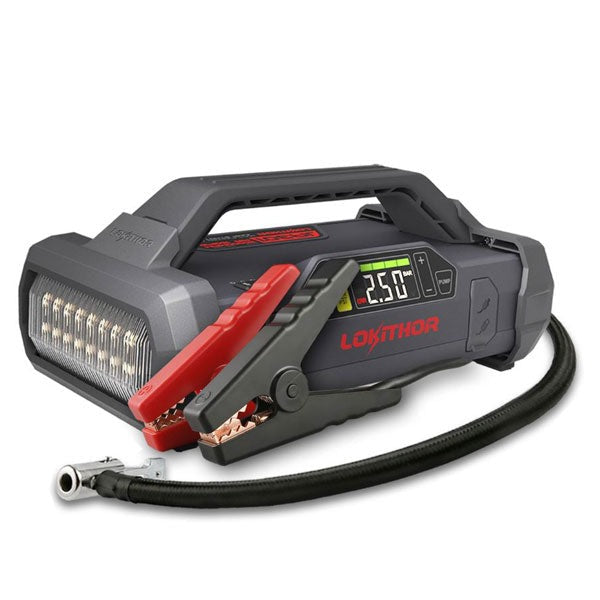 LOKITHOR - JA301 - Lithium Jump Starter - 150PSI Air Compressor - 2000A - USB Port - w/LED Flashlight - 12V