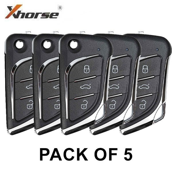 5 x Xhorse - Lexus Knife Style / 3-Button Universal Remote Flip Key for VVDI Key Tool (Wired) (Pack of 5)