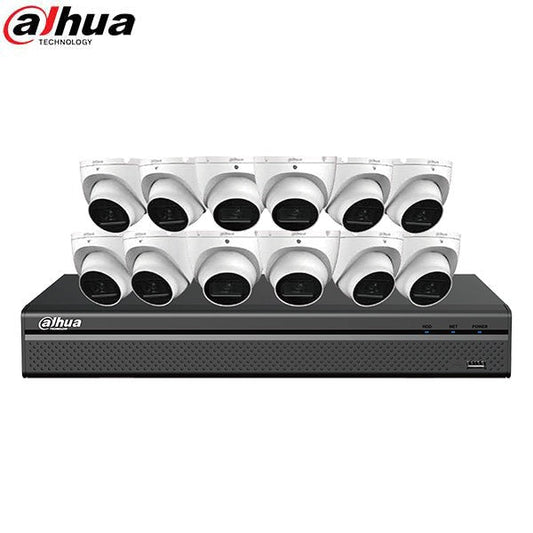 Dahua / IP Camera Kit / 12 x 8MP Dome Camera / 2.8mm Fixed Lens / 16-Channel / 4K NVR / 4TB HDD / IP67 / Starlight / DH-N468L124A