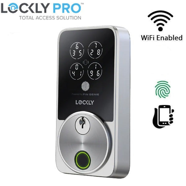 Lockly - PGK728WHKSN - Secure PRO Zeno Fingerprint Biometric Electronic Deadbolt - Keypad - Smartphone Control - Satin Nickel