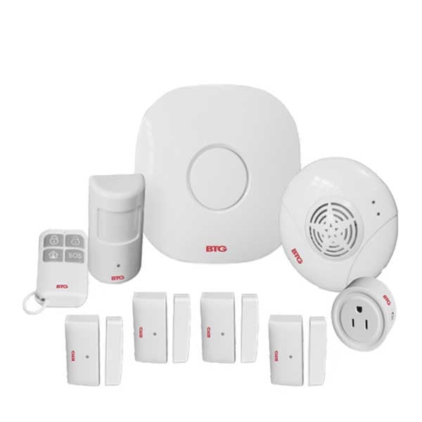 Bolide - Wireless Alarm Security Kit - 9 Pieces - Motion Sensors / Smart Plug / Central Hub - Self monitored security system - App Controlled - White