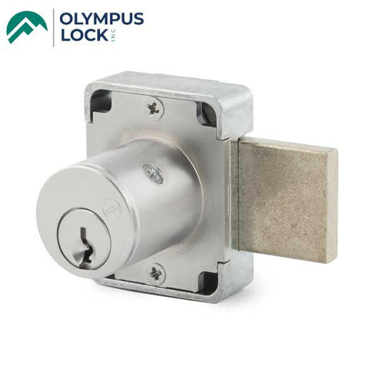Olympus - 500B Weather Resistant - Cabinet Door Deadbolt Lock - CCL R1 - Optional Cylinder Length - Standard Length Bolt - Satin Chrome - Optional Keying - Grade 1