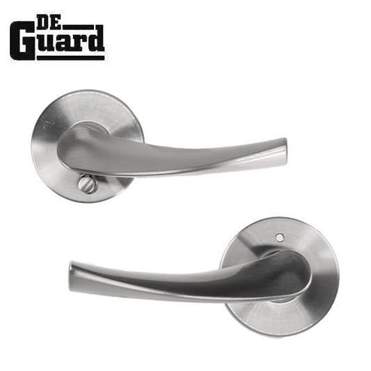 Contemporary Wave Lever Set - Privacy - Round Rose - Satin Nickel - Grade 3