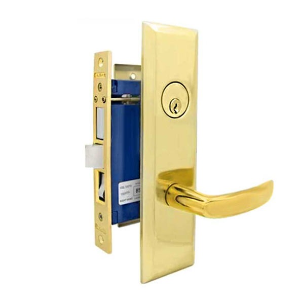 Marks USA - 7NY96A-3-F2 - New York Mortise Lever Lock - Large Inside Plate - Polished Brass - Entrance - RH - Grade 2