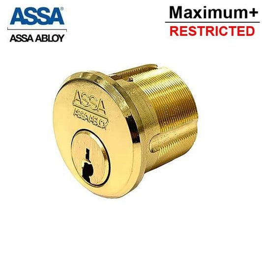 ASSA - Maximum+ Restricted - Mortise Cylinder - 1-1/8" - KD - 605 - Bright Brass
