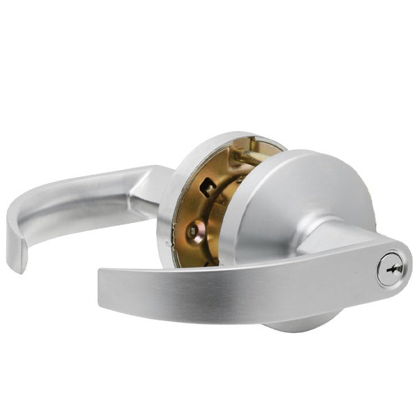 Falcon - K511CP6D - Push-Turnbutton Keyed Cylindrical Lock - Dane Lever - Entry/Office - 2 3/4" Backset - Satin Chrome - Grade 2