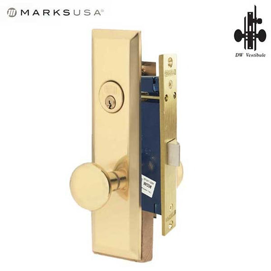 Marks USA -114DW/3 - Metro Mortise Knob Lock - US3 - 7-5/8" x 1-1/16"- Vestibule - RH