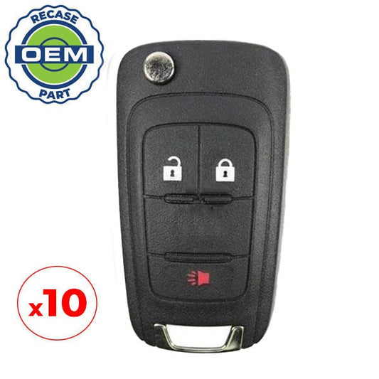 10 x 2010-2019 GMC / 3-Button Flip Key / PN: 5913596 / OHT01060512 (OEM Recase)