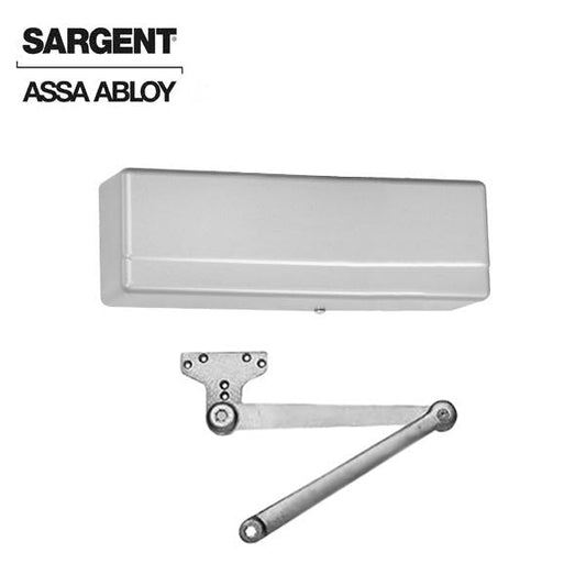 Sargent - 281 - Powerglide Cast Iron Door Closer - Back Check Function - Heavy Duty Parallel Arm - Adjustable Size 1-6 - Plastic Cover - Aluminum - Fire Rated - Grade 1