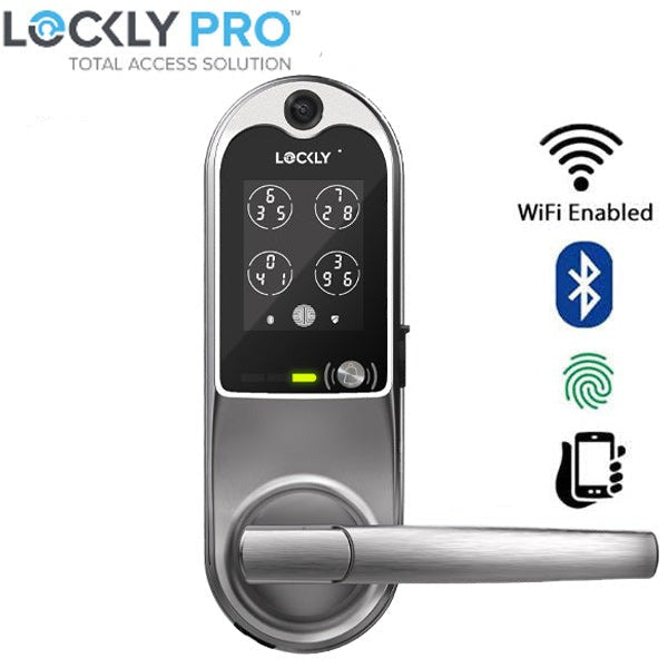 Lockly Guard VISION LATCH 698L - Doorbell Video Camera Smart Lock - Latch Lever Set - Fingerprint Reader - Wi-Fi-Bluetooth App Controlled - Optional Finish