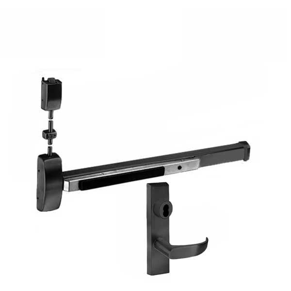 Sargent - 8713F - Surface Vertical Exit Rod - Top Latching - Less Cylinder - Entrance - 36" x 84" - Black Suede - Fired Rated - Grade 1