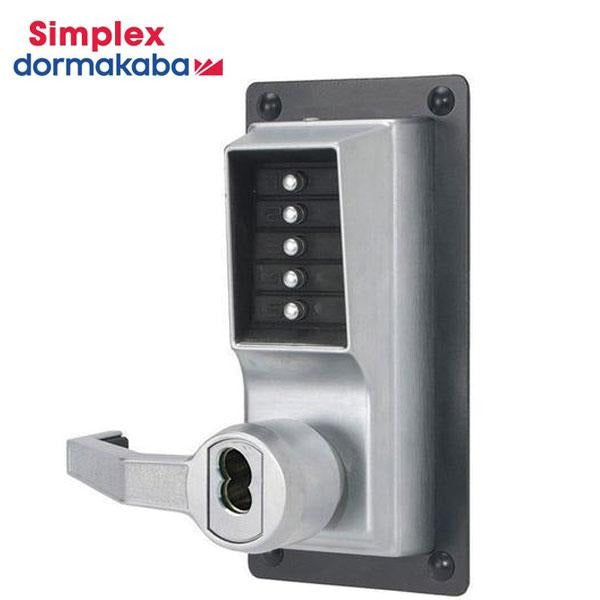 Simplex - LLP1020M - Mechanical Pushbutton Exit Trim Lever Lock - LFIC Medeco - 23⁄4" Tailpiece - Satin Chrome - LH/LHR