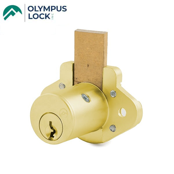 Olympus - N078 - N Series Deadbolt Door & Drawer Cabinet/Furniture Locks - Long Bolt - 1-1/8" Cylinder Length - Polished Brass - Keyed Different - Vertical Handed