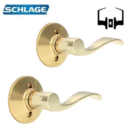 Schlage - 16210 - Accent Lever Set - Passage - Round Rose - Bright Brass - RH - Grade 2