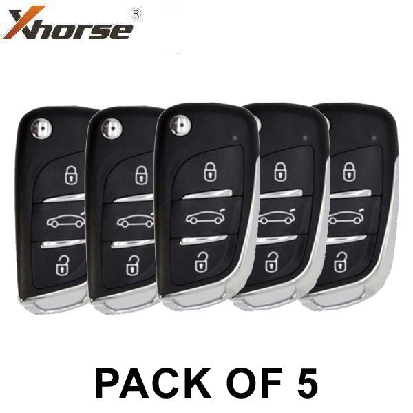 5 x Generic Style / 3-Button Universal Remote Flip Key for VVDI Key Tool (Wired) (Pack of 5)