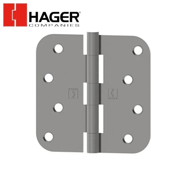 Hager - RC1841 - 5-Knuckle - Round Corner 5/8" Radius - Plain Bearing With Fasteners - 4" x 4" - Optional Finish