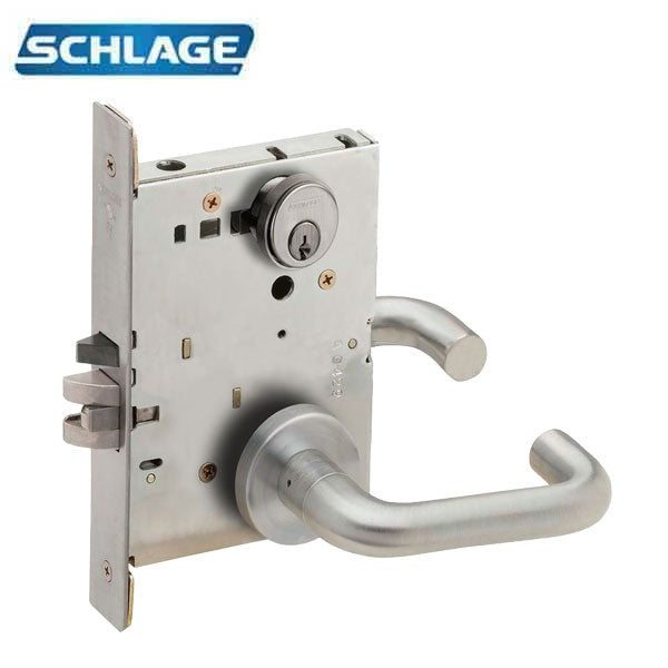 Schlage - L9082P - L Series Mortise Lock - Institutional - Keyed Cylinder - Fired Rated - Satin Chrome - Grade 1