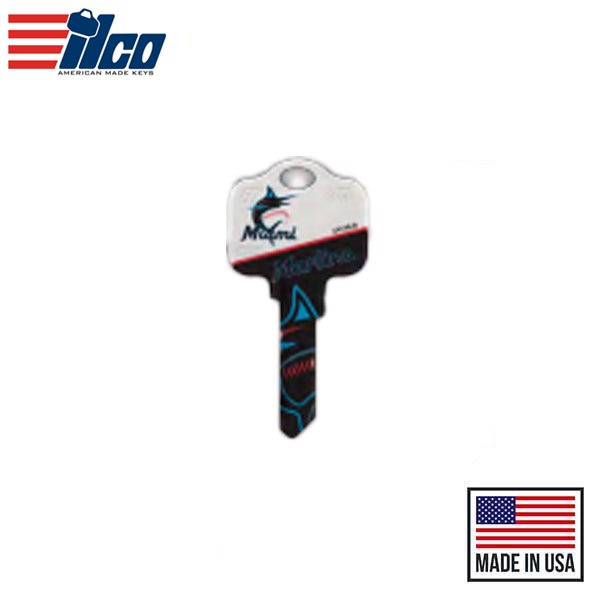 Ilco - MLB TeamKeys - Key Blank - Miami Marlins - SC1 (5 Pack)