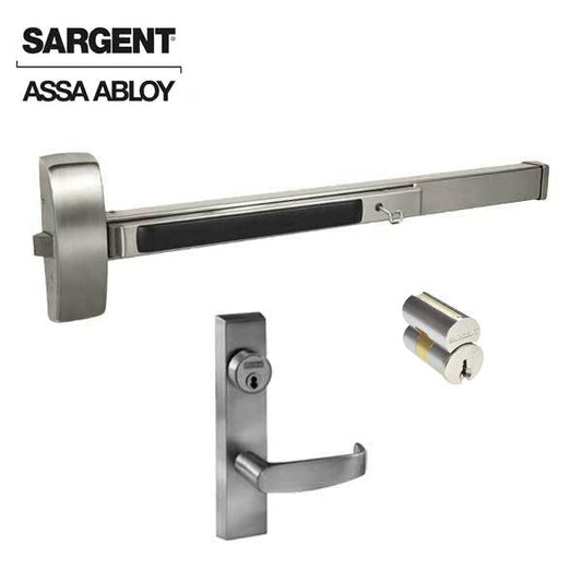 Sargent - 8804F - Rim Exit Device with Trim Lever - Satin Stainless Steel - Night Latch - LFIC - 36" - Grade 1
