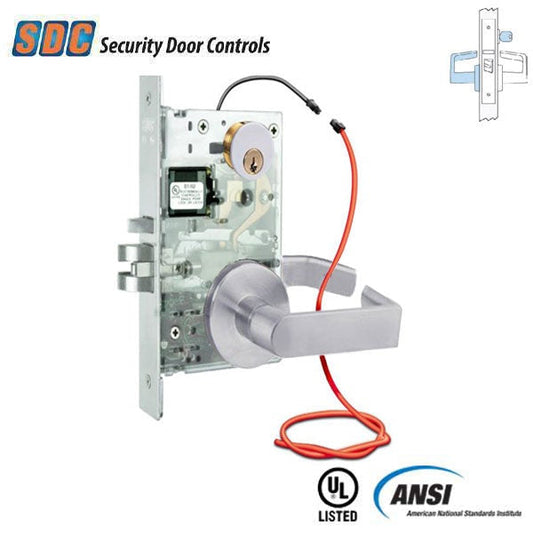 SDC - Z7652LQE - Electrified Mortise Lock - MLR - Fail Secure - Eclipse Rose - Optional Handing - 24VDC - Satin Chrome - Fire Rated - Grade 1
