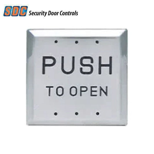 SDC - 482A4U - Square Push Plate - Push To Open - 4-1/2" - SPDT - Blue Infill - 630 - Dull Stainless Steel