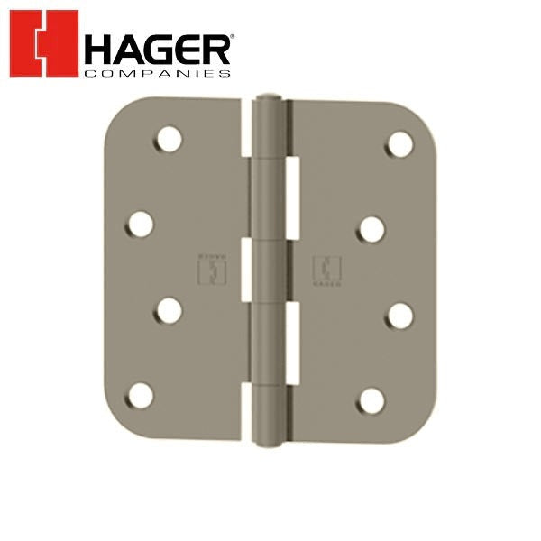 Hager - RC1846 - 5-Knuckle - Round Corner 5/8" Radius - Plain Bearing - Rivet Pin With Fasteners - 4" x 4" - Optional Finish