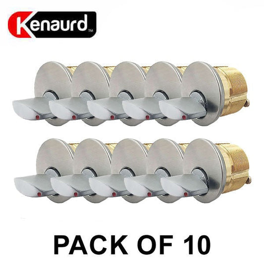 10 x Premium Thumb-Turn Mortise Cylinder - 1-1/8" - 26D - Satin Chrome (Pack of 10)
