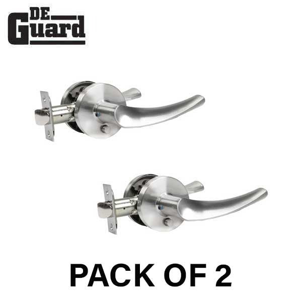 2 x Contemporary Wave Lever Set - Privacy - Round Rose - Satin Nickel - Grade 3 (Bundle of 2)