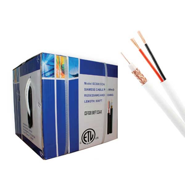 DynoTech - 750060 - RG59 + 2DC - Siamese CCA Cable - 500ft - White
