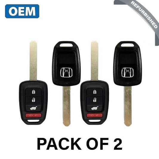 2 x 2017-2022 Honda CR-V Civic / 4-Button Remote Head Key / PN: 35118-T2A-A60 / MLBHLIK6-1TA (5-Door) (OEM Refurb) (Bundle of 2)