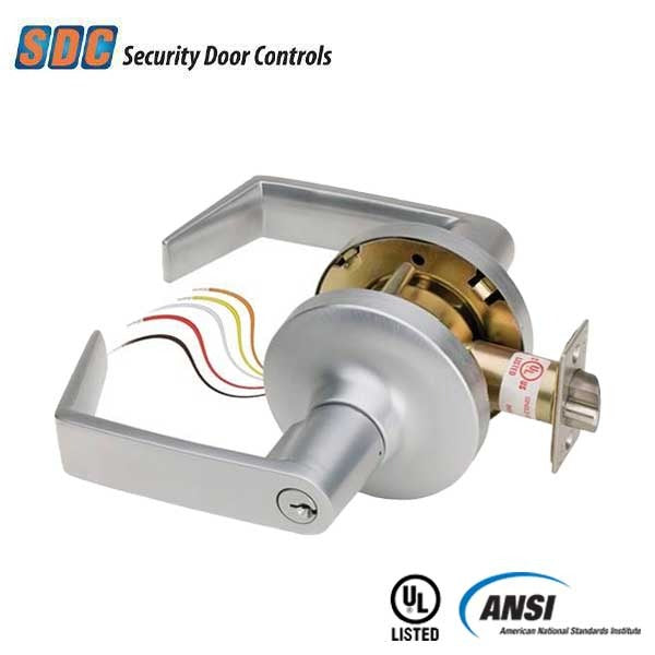 SDC - Z7250 - Electrified Cylindrical Lockset - Fail Safe - Eclipse Lever - 12/24VDC - Satin Chrome - Grade 1