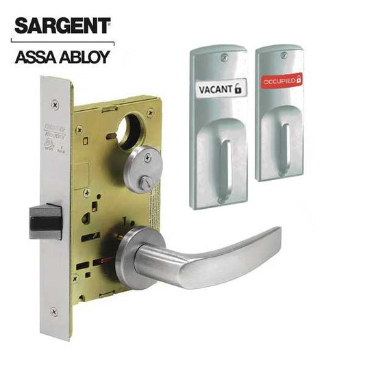 Sargent - 8265 - Mechanical Mortise Lock - LN Rose / B Lever - Privacy w/ Indicator - 1-3/4" Frame - Satin Chrome - Grade 1