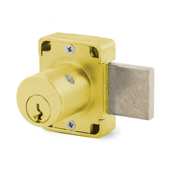 Olympus - 100B - Weather Resistant Cabinet Deadbolt Lock - D4291 4-pin - Standard Bolt - Satin Brass - Optional Keying - Grade 1