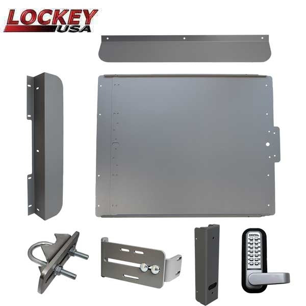 Lockey - ED60 - Edge Panic Shield Security Kit - With Jamb Stop , Keypad Lock and Gate Box - Black