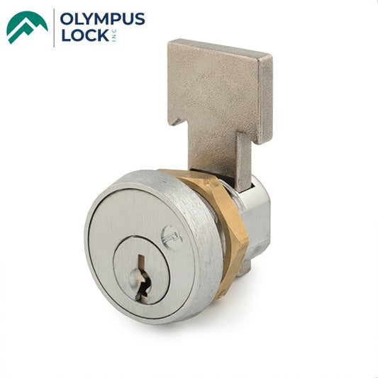 Olympus - R078 - N Series T-Bolt Metal Drawer Lock - 3/4" Barrel Diameter - Satin Chrome - Optional Keying