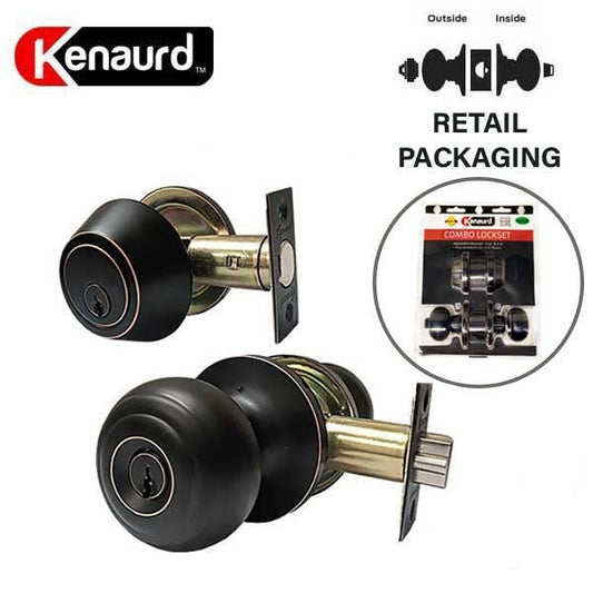 Premium Combo Lockset - Knob & Deadbolt - Entrance - Oil Rubbed Bronze - Retail Packaging - KW1/SC1 - Grade 3