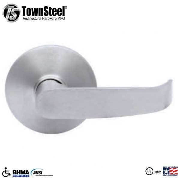 TownSteel - ED8900LQ - Sectional Lever Trim - Passage - LQ Curved Lever - Non-Handed - Compatible with Rim, SVR, LBR & 3 Point Push Bars - Satin Chrome - Grade 1