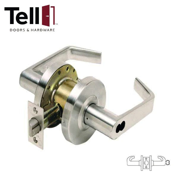 TELL - CL100162 - Heavy Duty Cylindrical Leverset - Satin Chrome - 2-3/4" Backset - Optional IC Core - Grade 2 - Classroom