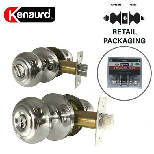 Premium Knob Set Lock- Entrance - SS - Satin Silver - Retail Packaging - SC1 - Grade 3