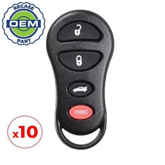 10 x 2000-2005 Dodge Chrysler / 4-Button Keyless Entry Remote / PN: 04759008 / GQ43VT9T (OEM Recase)