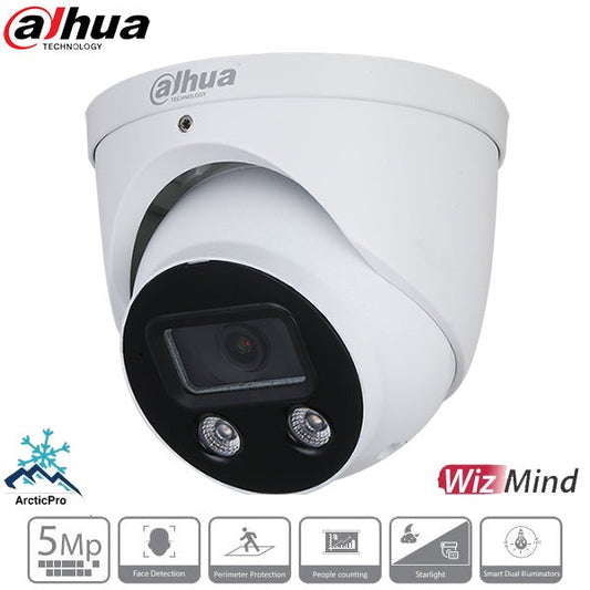 Dahua / IP / 5MP / Eyeball Camera / Fixed / 2.8mm Lens / Outdoor / WDR / IP67 / 20m IR / Starlight / ePoE / Active Alarm / Built-in Microphone & Speaker / Smart Motion & Mask Detection / 5 Year Warranty / DH-N55DU82