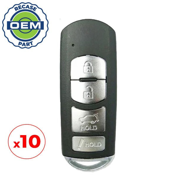 10 x 2016-2019 Mazda CX-5 CX-9 / 4-Buttons Smart Key / PN: TK52-67-5DY / WAZSKE13D02 (OEM Recase)