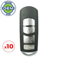 10 x 2016-2019 Mazda CX-5 CX-9 / 4-Buttons Smart Key / PN: TK52-67-5DY / WAZSKE13D02 (OEM Recase)