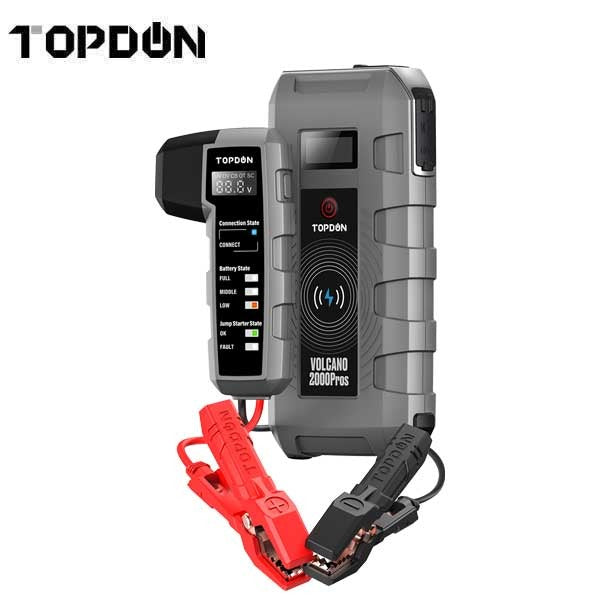 TOPDON - Volcano 2000 PROS - Battery Jump Starter & Tester - 12V - 1000A-2000A - 20,800MAh