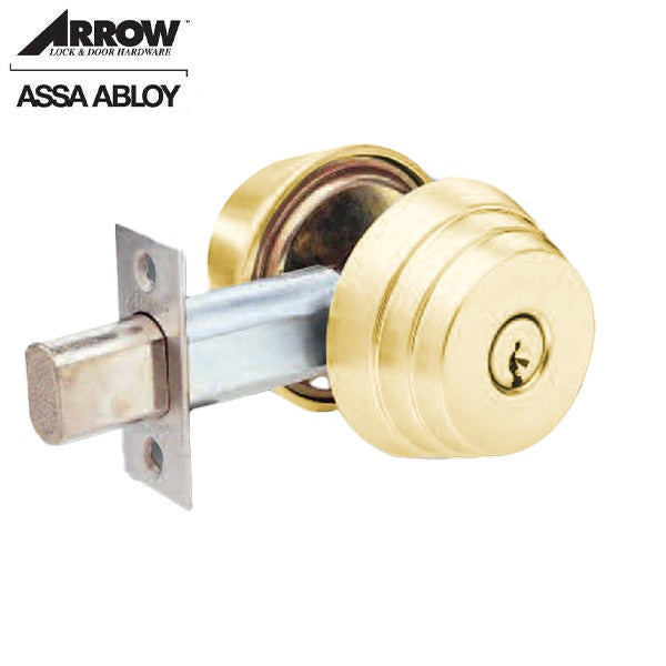 Arrow - E Series Deadbolt - 2 3/4" Backset - Bright Brass - Single Cylinder - Arrow Keyway - Grade 2