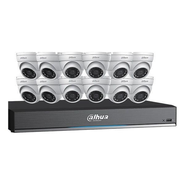 Dahua / HDCVI DVR Kit / 16 Channels / Penta-brid / 12 x 5MP, Mini Eyeball / 4K / DH-C7165E124