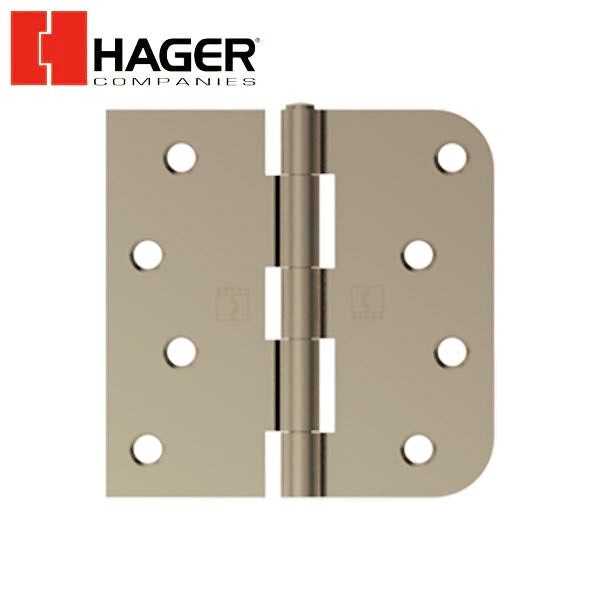 Hager - RC1847 - 5-Knuckle - Square by Round Corner 5/8" Radius - Plain Bearing with Fasteners - Rivet Pin - 4" x 4" - Optional Finish
