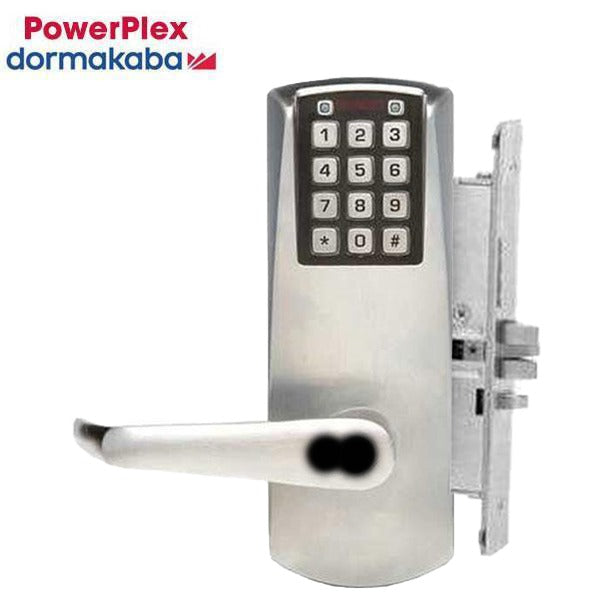 PowerPlex - P2066B - Electronic Self Powered Pushbutton Mortise Lever Set - SFIC - 23⁄4" Backset - Satin Chrome - Grade 1