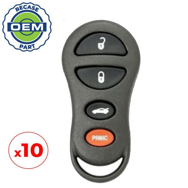 10 x 2001-2006 Chrysler Dodge Jeep / 4-Button Keyless Entry Remote / PN: 04686481AX / GQ43VT17T (OEM Recase)